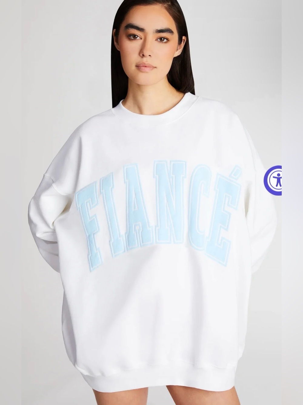 The Bar Limited Edition Fiance Varsity Sweatshirt in White/ Baby Blue